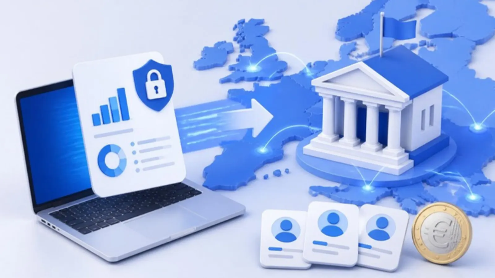 Seller data flowing from a laptop to a tax authority