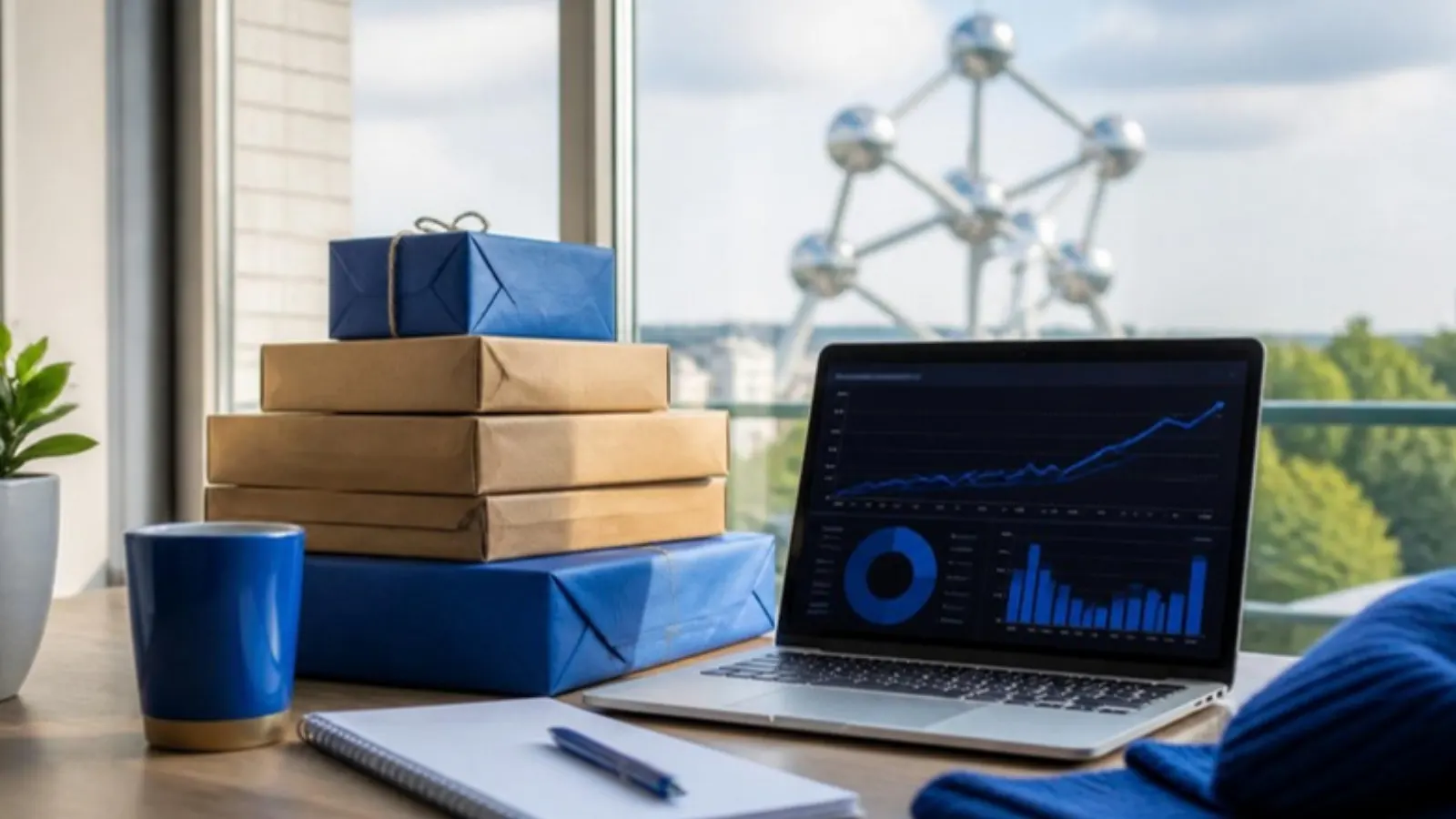 Parcels and a sales dashboard with the Atomium in Brussels