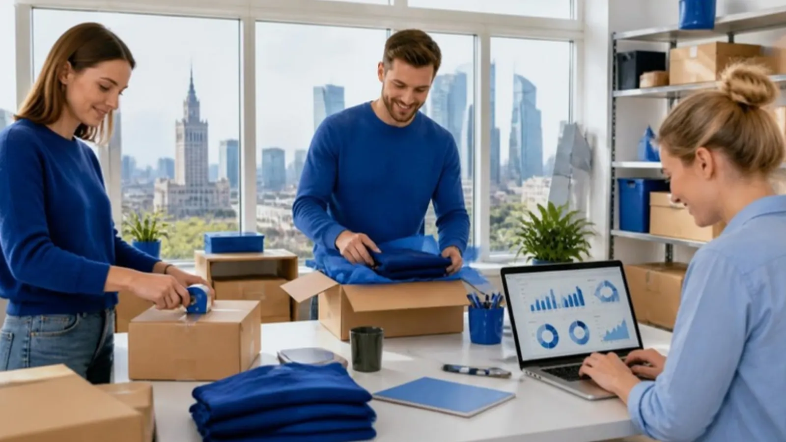 Team packing orders in a Warsaw office