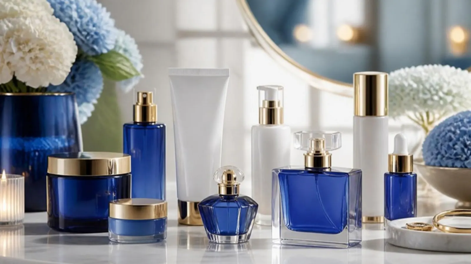 Premium beauty and skincare products on display