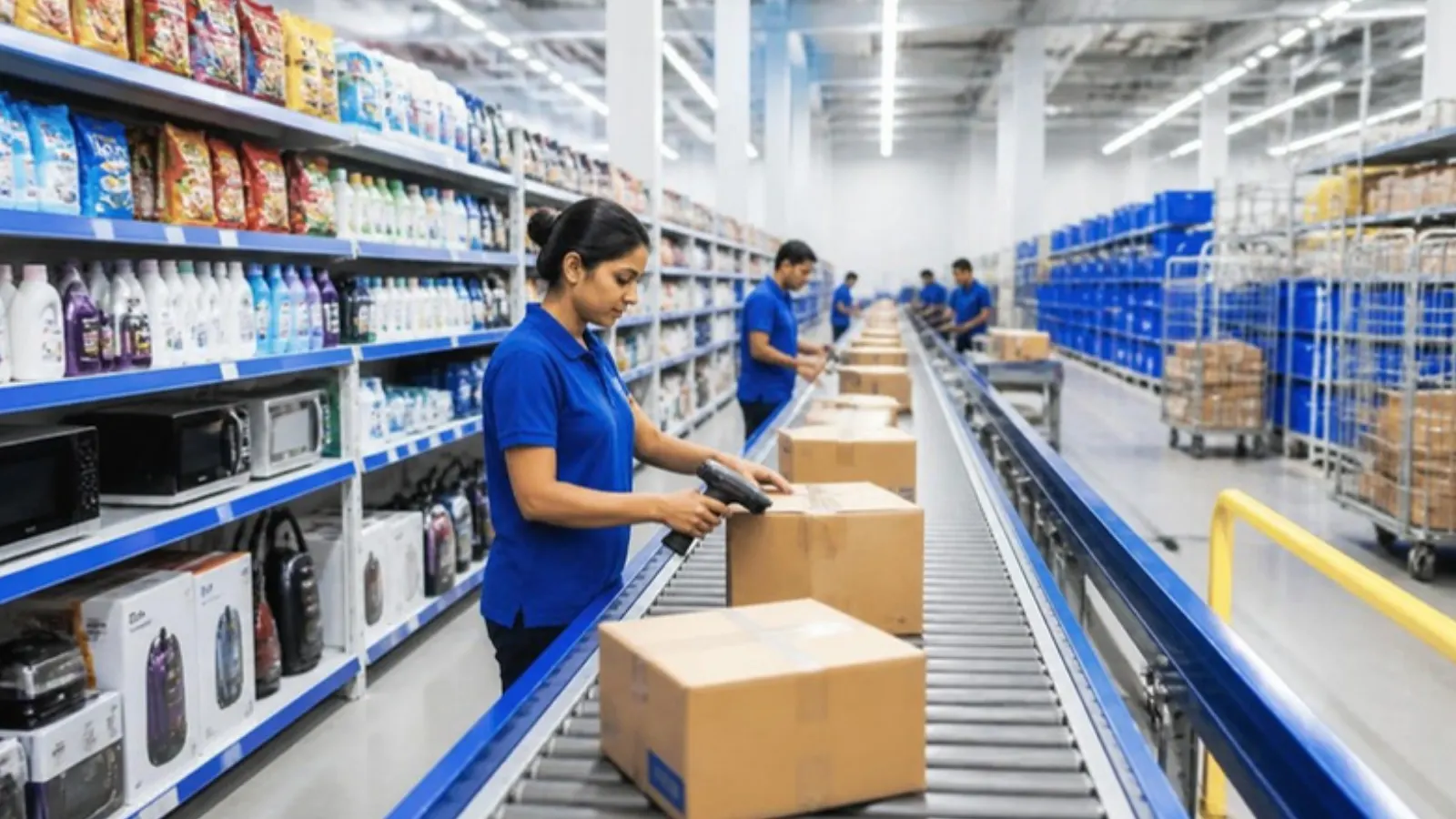 Fulfilment warehouse staff packing marketplace orders